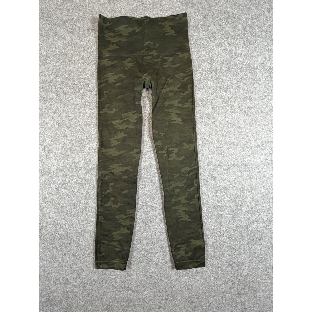 Spanx Look at Me Now Leggings Womens Medium Green Camo Excellent Seamless